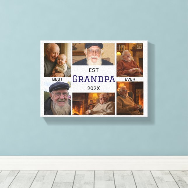 Toile Best Grandpa Ever  – Personalized Photos (Insitu (Plancher de Bois))