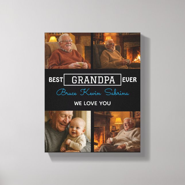 Toile Best Grandpa Ever Photo Collage (Recto)