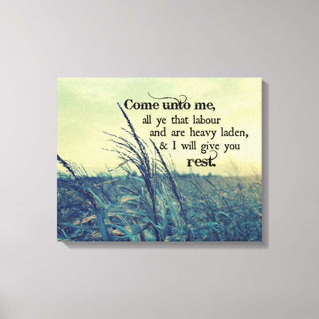 Toile Bible Verse Je vous donnerai Repos (Recto)