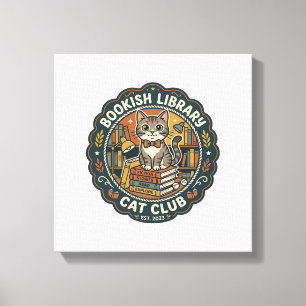 Toile Bibliothèque livresque Chat POD Vector Art - Bibli