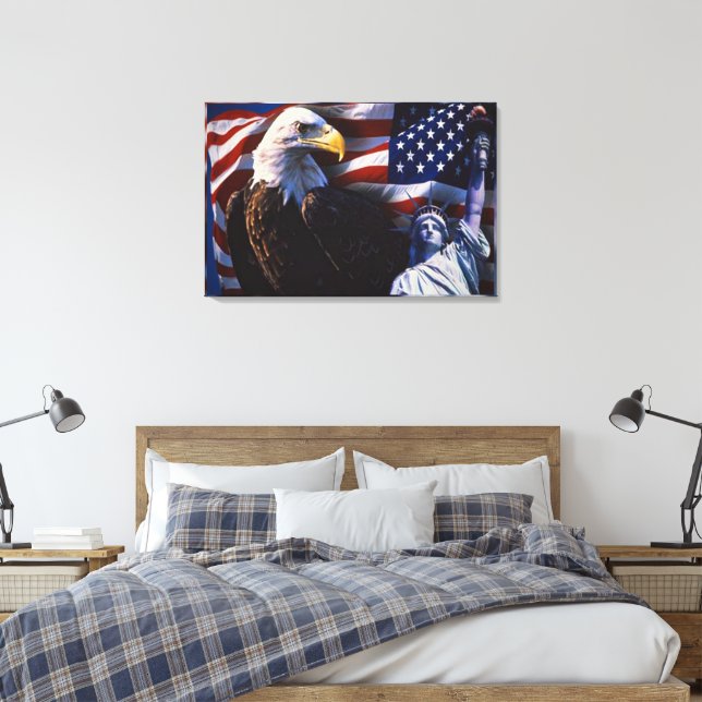 Toile Bientôt Eagle à la statue de Liberty à American Fl (Insitu(Chambre))
