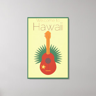 Toile Bienvenue À Hawaii Ukulele Retro