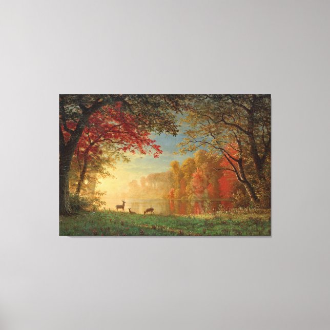Toile Bierstadt Coucher de soleil Deer Lake Peinture (Recto)
