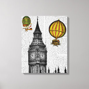 Toile Big Ben et ballons à air chauds vintages