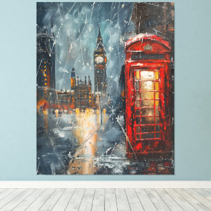 Toile Big Ben et le stand de téléphone rouge