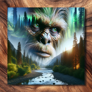 Toile Bigfoot, montagnes, rivière et forêt