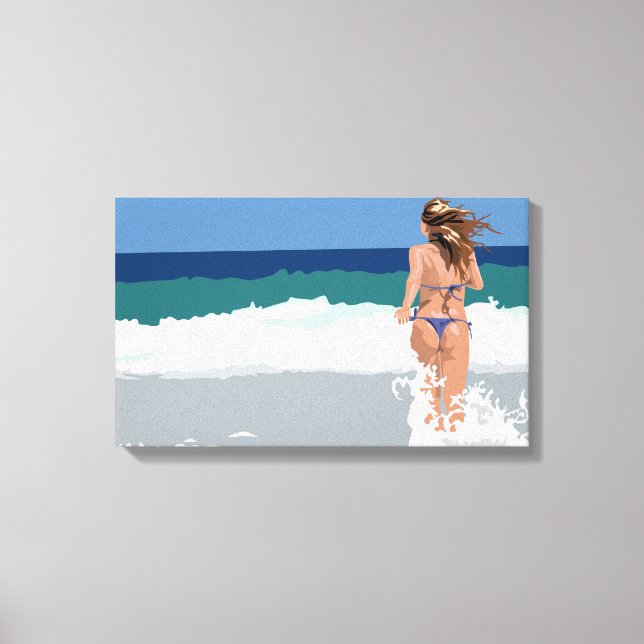 Toile Bikini fille sur la plage (Recto)