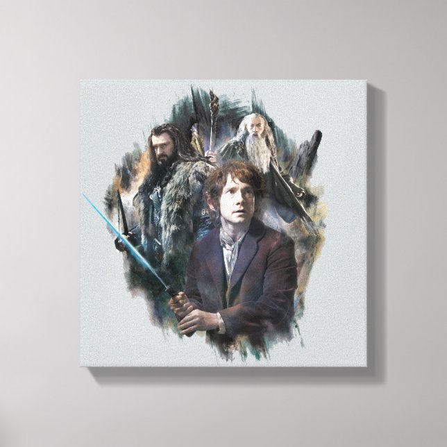 Toile BILBO BAGGINS™, THORIN OAKENSHIELD™ & Gandalf (Recto)