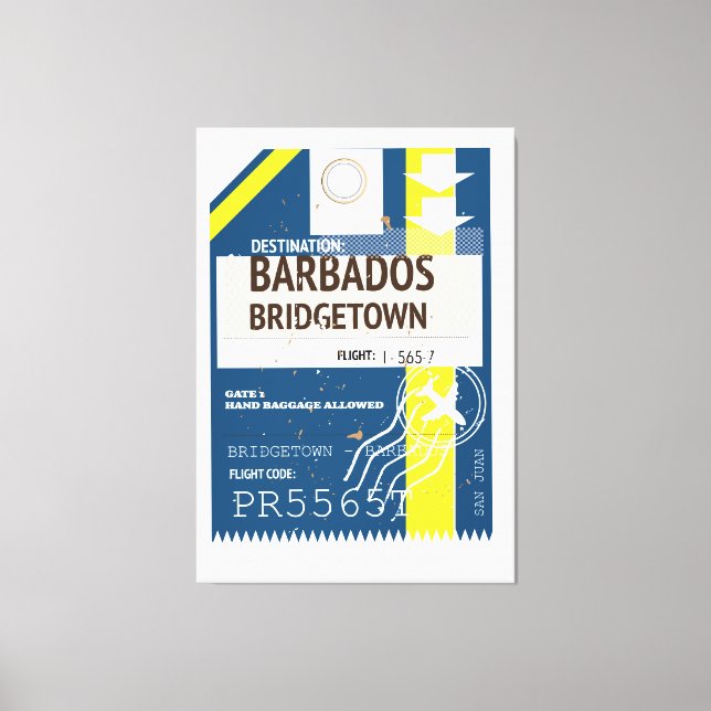 Toile Billet voyage de Bridgetown Barbade (Recto)