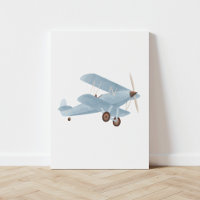 Biplane d'aquarelle bleu vintage