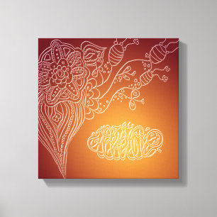 Toile Bismillah - Fleur islamique calligraphie arabe hen