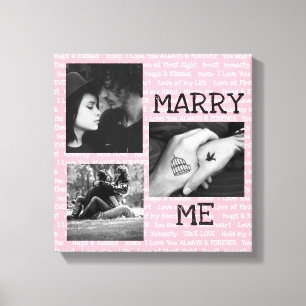 Toile Black and White Marry Me Couple's Photo Wall Art