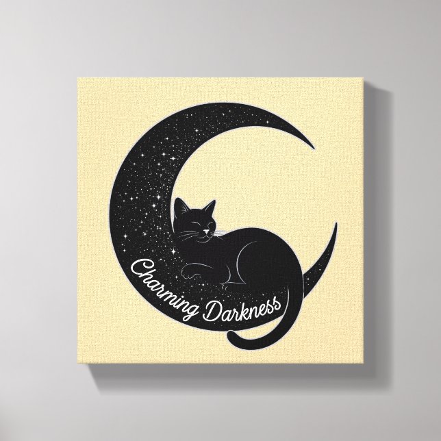 Toile Black Cat on the Crescent Moon: Charm of Darkness  (Recto)