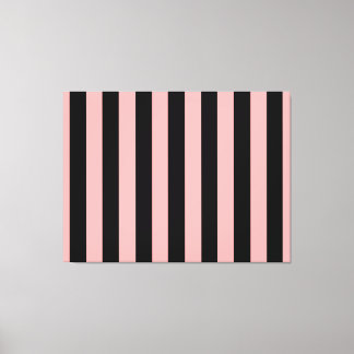Toile Black & Coral Pink Striped Canvas Wall Art