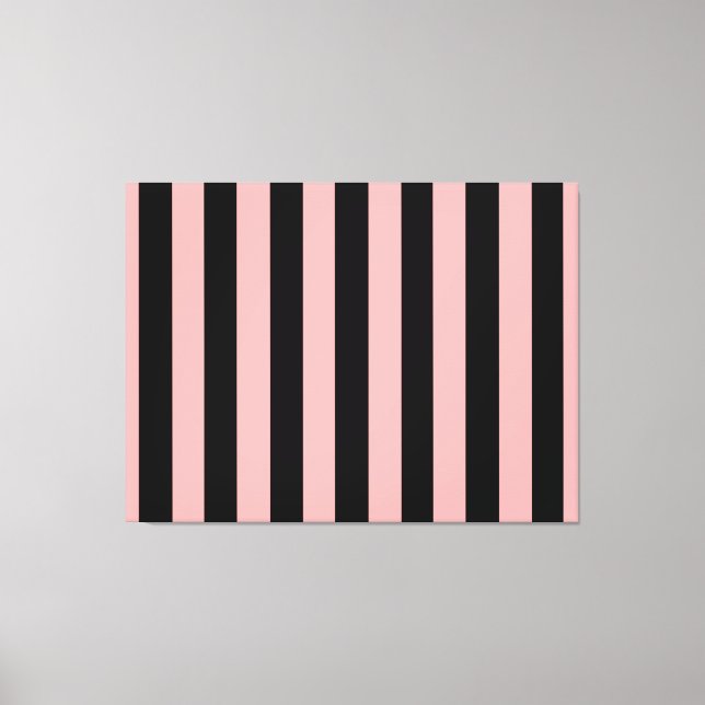 Toile Black & Coral Pink Striped Canvas Wall Art (Recto)