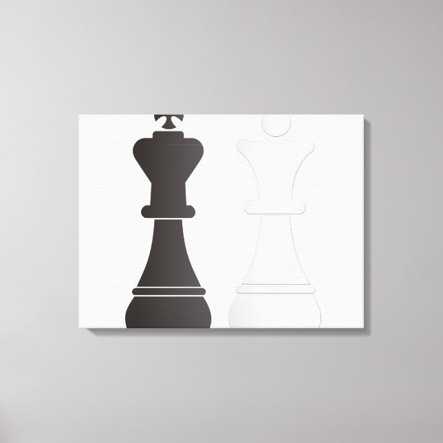Toile Black king blanc queen pièces d'échecs (Recto)