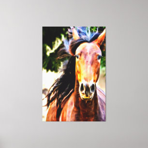Toile *~* Black Mane Horse AR22 Equine Art Canvas Imprim