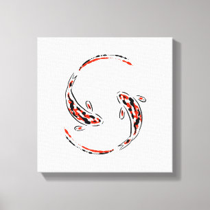 Toile Black & Red Japanese Koi Fish Artistic