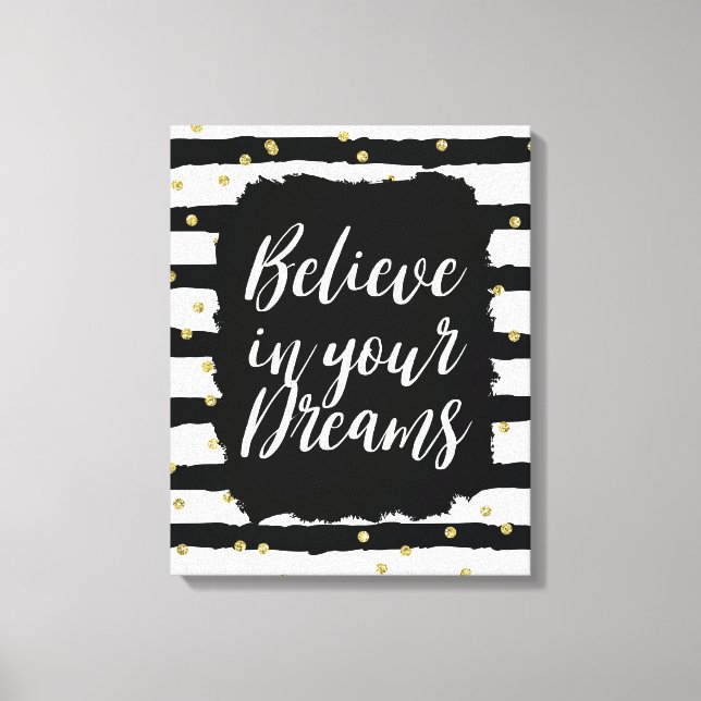 Toile Black White Stripes Gold Sparkly Confetti Dreams (Recto)