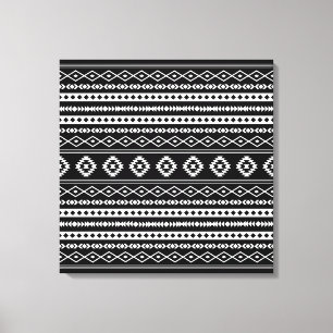 Toile Blanc aztèque sur Motif de motifs noirs mélangé