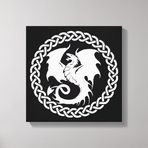 Toile Blanc celtique de noir de dragon de cercle