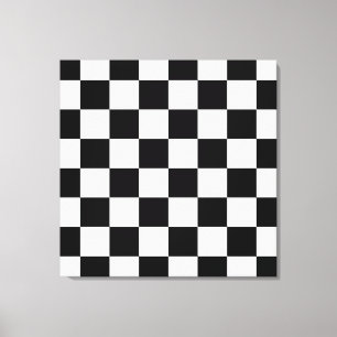 Toile blanche en damier noir