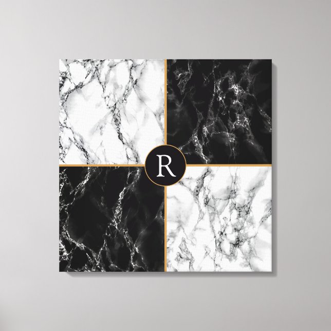 Toile blanche noire Imprimer avec votre lettre (Recto)