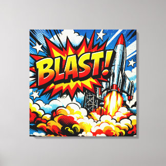 Toile BLAST! Retro Pop Art Rocket Explosion