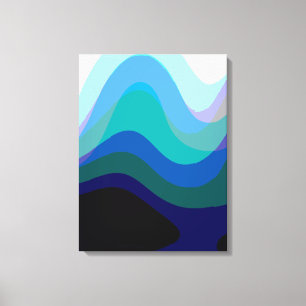 Toile Bleu Abstrait 303 - Art Groovy Fluide
