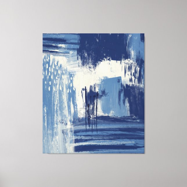 Toile Bleu Abstrait et ivoire (Recto)