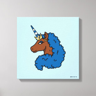 Toile Bleu Afro Unicorn