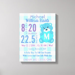 Toile Bleu bébé natation stats décoration murale art