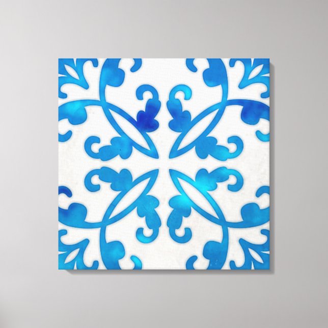 Toile Bleu carrelage art 24x24 (Recto)