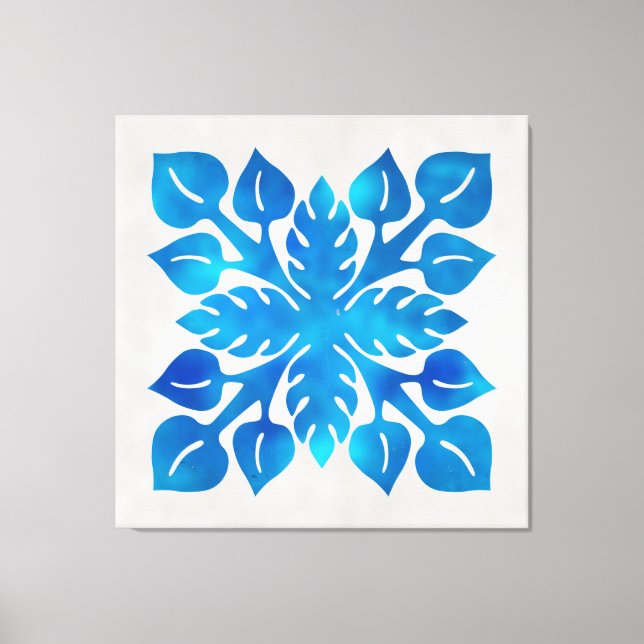 Toile Bleu carrelage art 40x40 (Recto)