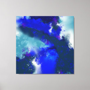 Toile Bleu électrique - Bleu Blanc Violet Art Abstrait