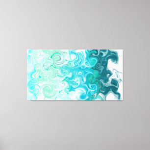 Toile Bleu et vert Vagues Digital Fluid Art