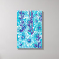 Bleu Hollyhock Malve Fleur de Malva peinture flora