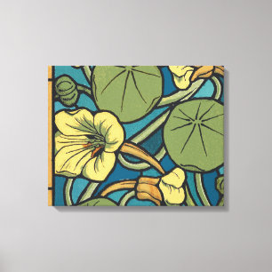 Toile Bleu jaune Nasturtium Fleur Nouveau Motif