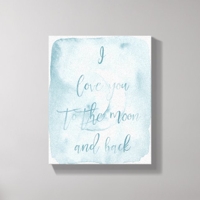Toile Bleu Je t'aime à la lune et au retour (Recto)