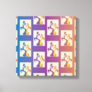 Toile Bleu moderne, violet, orange Tulip Couple Floral