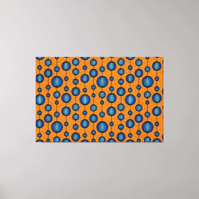 Toile Bleu Orange Imprimé Zen Étiqueté (Recto)