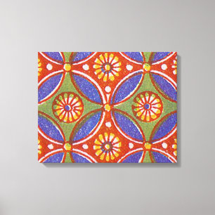 Toile Bleu rouge Rustique coloré Cercle Egypte Motif d'a