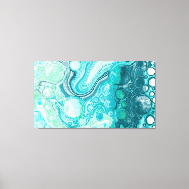Toile Bleu, Turquoise Mer Vagues et Bulles (Recto)
