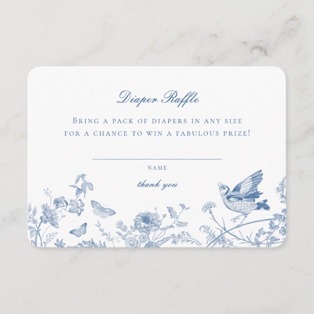 Toile Bleue De Jouy Déchets Raffle Invitation Inse (Devant)