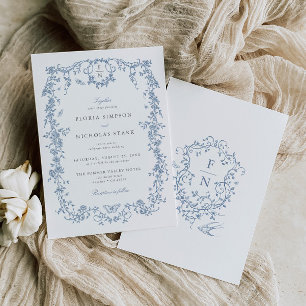 Toile Bleue De Jouy Faire-part de mariage Chinoise