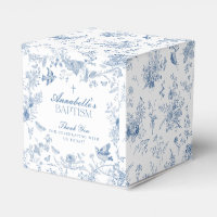 Toile Bleue De Jouy Floral Baptême Ballotins