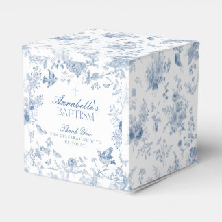 Toile Bleue De Jouy Floral Baptême Ballotins