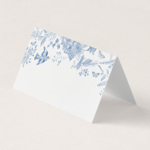 Toile Bleue De Jouy Floral Place Carte Décor Table