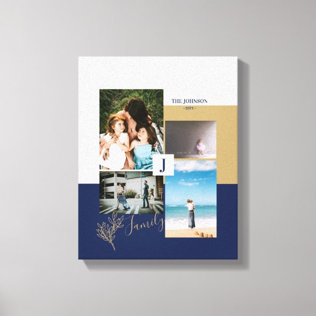 Toile Bloc de couleur moderne Famille Photo Collage Canv (Recto)