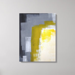 Toile 'Block Party' Gris et Jaune Art Abstrait Imprimer